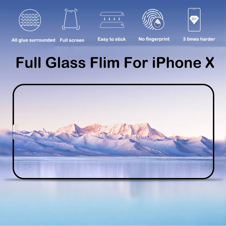 Anti-Dust and Fingerprint Screen Protector For iPhone X Full Tempered Glass 3D 9H Explosion Proof Protective Film Ultra Thin 0.2