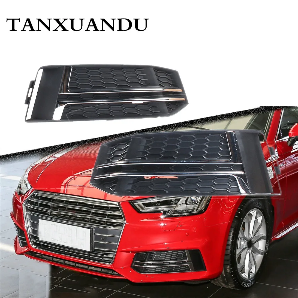 

Front Bumper Lower Grill Grille Chrome Trim Honeycomb Fit For AUDI S4 A4 S-Line B9 2016-2018 No ACC Hole 8W0807681F 8W0807682F
