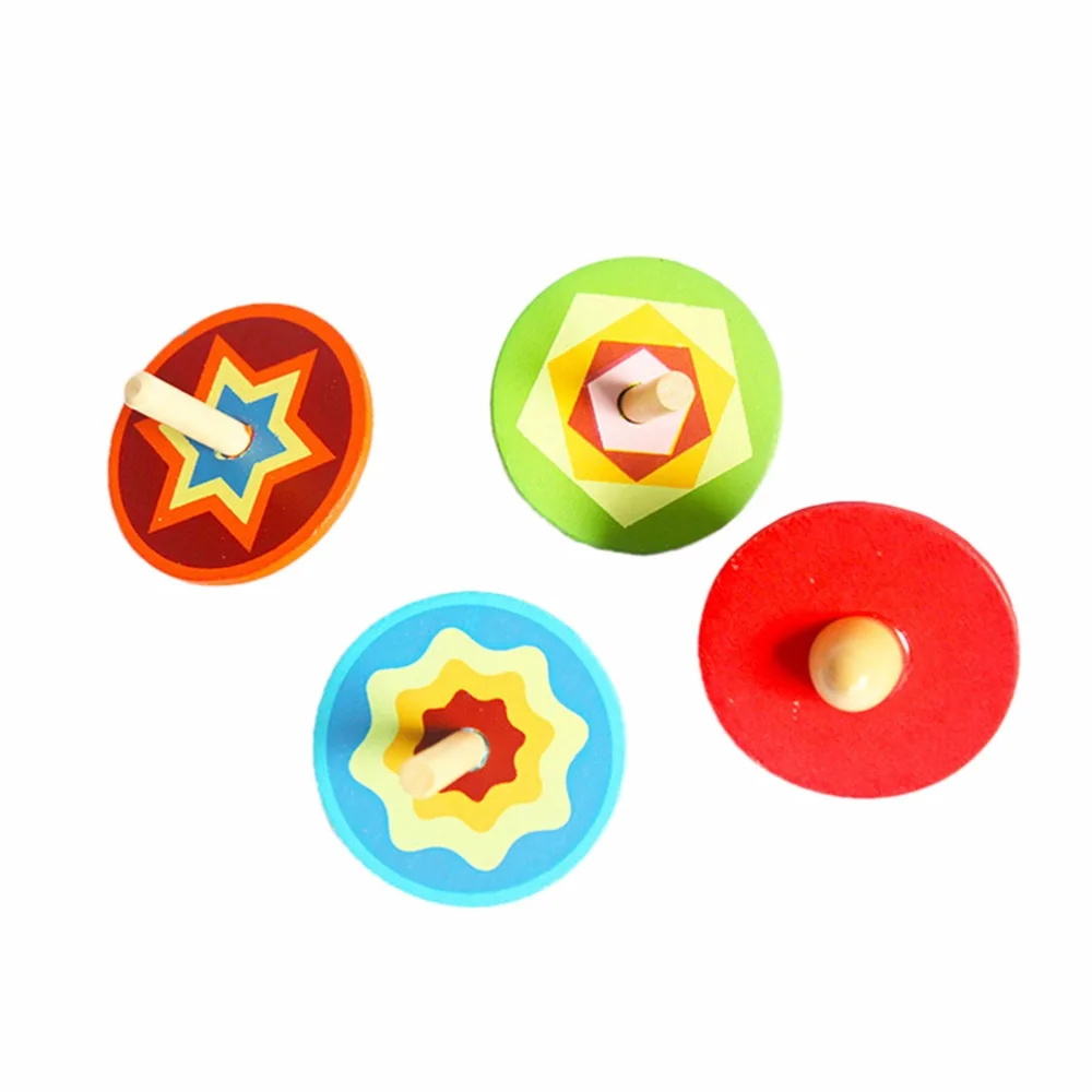 Новые Классические игрушки цветные красочные деревянные волчок Woden Игрушки Intelligence Gyro игрушка цвет в ассортименте 1 шт