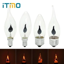 ITimo 3 Вт огненное освещение E14 E27 винтажный мерцающий эффект подсвечник лампа Вольфрам оранжевый красный светодиодный светильник Эдисона