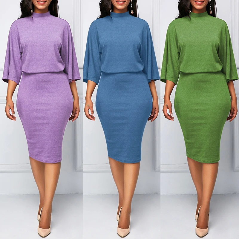Женские платья Vestido летнее однотонное платье карандаш с вырезом лодочкой и