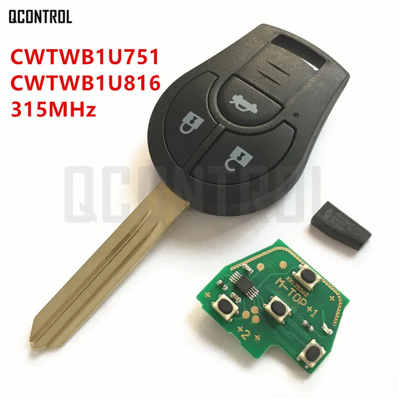 

QCONTROL Car Remote Key Fit for NISSAN CWTWB1U751 or CWTWB1U816 March Qashqai Sunny Sylphy Tiida X-Trail Rogue 315MHz