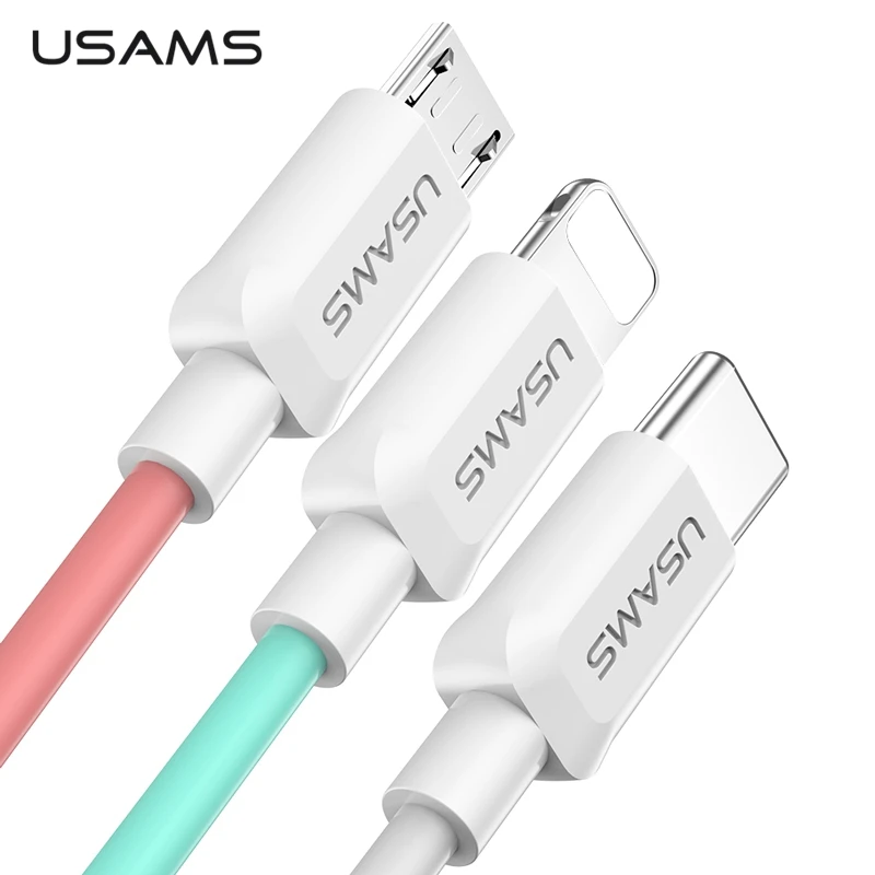 Кабели для мобильных телефонов iPhone Xr XS MAX X USAMS Micro USB кабель зарядки синхронизации C