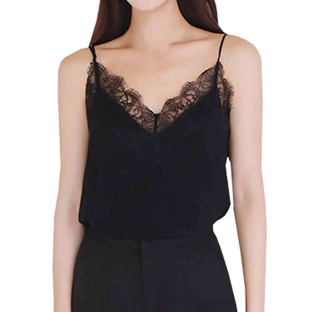

sexy lingerie vest Womens Tee Lace T shirts Vest Summer 2019 Hot Sale Sexy Vest Fashion Camisole Top Sleeveless Tank Top@8