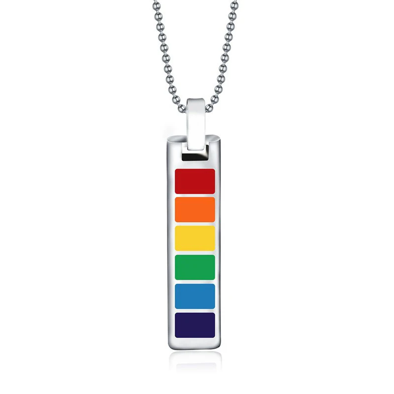

Stainless Steel Rainbow Necklace Gay Pride Necklace Colofrul Dog Tag Necklace For Man and Women Homosexual LGBT jewelry