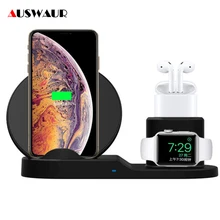 3 в 1 Быстрое беспроводное зарядное устройство для Apple Watch iWatch 1 2 3 4 5 Airpods QI Беспроводное зарядное устройство док-станция для iPhone 11 Pro XR XS MAX