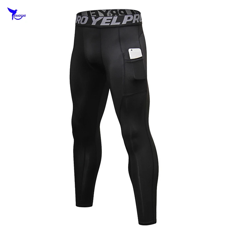 

Quick Dry Elastic Compression Running Pants with Pockets Breathable Mens Gym Fitness Leggings Base Layer Jogging Tights Clothing