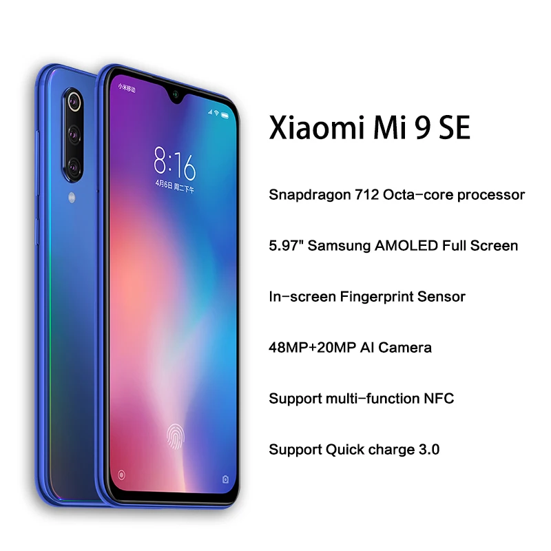 Цена Глобальная версия смартфона Xiaomi Mi 9 SE Mi9 SE 6GB 128GB Snapdragon 712 CPU 5,97