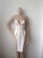 Shining Beauty Women Sexy White Pink Mesh Bandage Dress New Arrival Ladies Girls Knitted Elastic Elegant