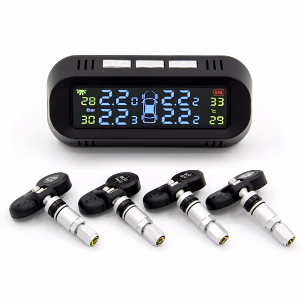 

Solar Energy Smart Car TPMS Tire Pressure Monitoring System Digital 3-Digit Color Display Auto Security Alarm System