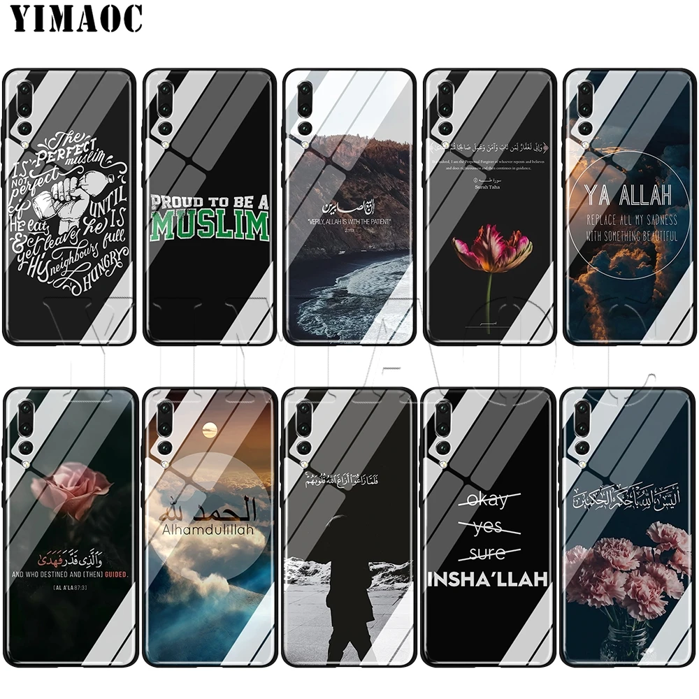 

YIMAOC Arabic Quran Islamic Muslim Glass Case for Huawei Honor Mate 7A 8X 9 P10 20 30 Y6 Y9 P smart lite Pro 2018 2019