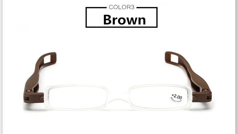 360 вращающиеся складные очки для пресбиопии с чехол для диоптрий+ 1,0~+ 4,0 мужские и женские складные оптические очки для чтения дальнозоркости 4 цвета - Цвет оправы: Коричневый