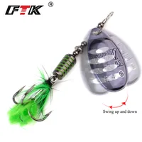 FTK 1pc Spinner Bait 7.5g 12g 17.5g Hard Spoon Bass Lures Metal Fishing Lure With Feather Treble Hooks For Pike Fishing 5