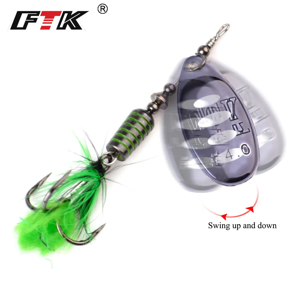 FTK 1pc Spinner Bait 7.5g 12g 17.5g Hard Spoon Bass Lures Metal Fishing Lure With Feather Treble Hooks For Pike Fishing FTK 1pc Spinner Bait 7.5g 12g 17.5g Hard Spoon Bass Lures Metal Fishing Lure With Feather Treble Hooks For Pike Fishing