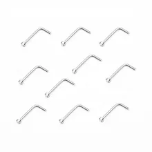 10 шт. маленькие хрустальные кольца для носа L форма из нержавеющей стали нострилы для пирсинга ювелирные изделия невидимое кольцо для носа для женщин