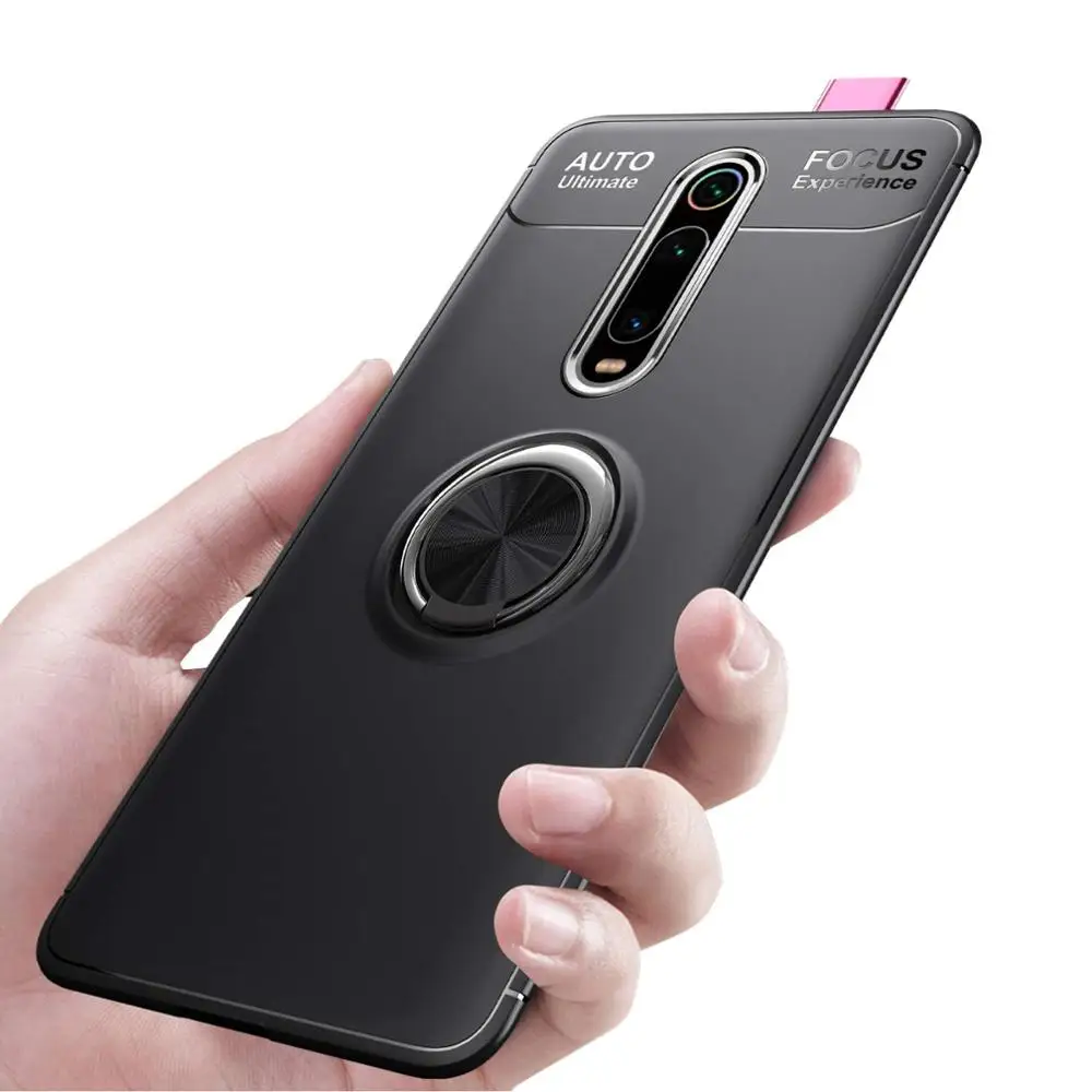 

Shockproof Armor Phone Case For Xiaomi Mi 9T / 9T Pro Magnetic Car Ring Holder Cover For Redmi K20 / K20 Pro Soft Silicone Coque