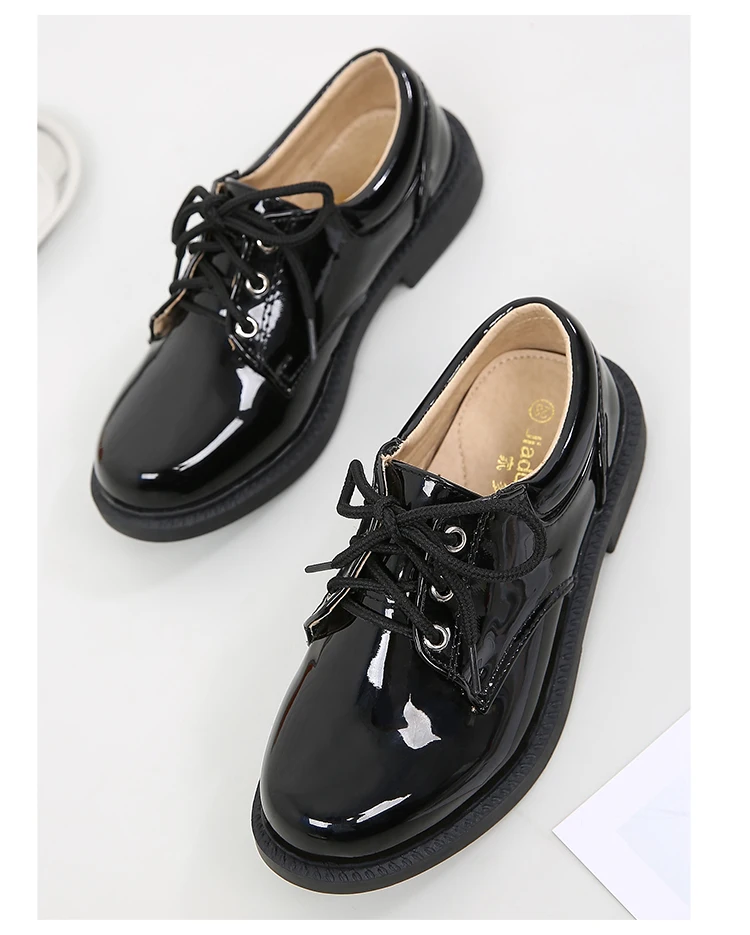 Ulknn sapatos de couro infantil, sapatos preto