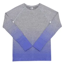 Зимняя спортивная рубашка с рукавами, эластичная Женская футболка для йоги, Женская длинная футболка градиентного цвета