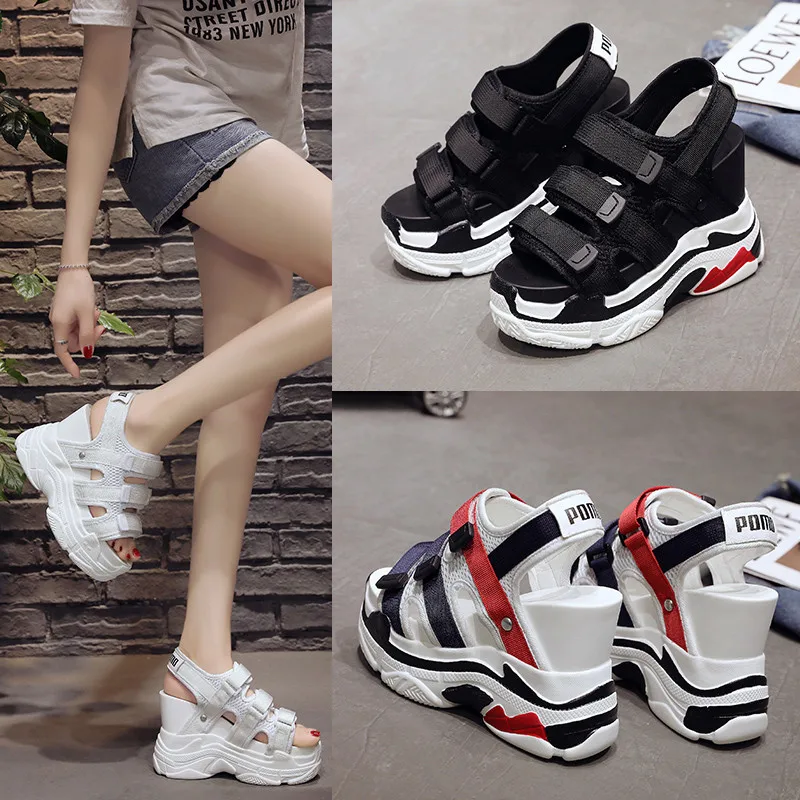

Women Sandals Summer black white shoes fashion Thick bottom Increase women sandals ladies buckle platform shoes 34-39
