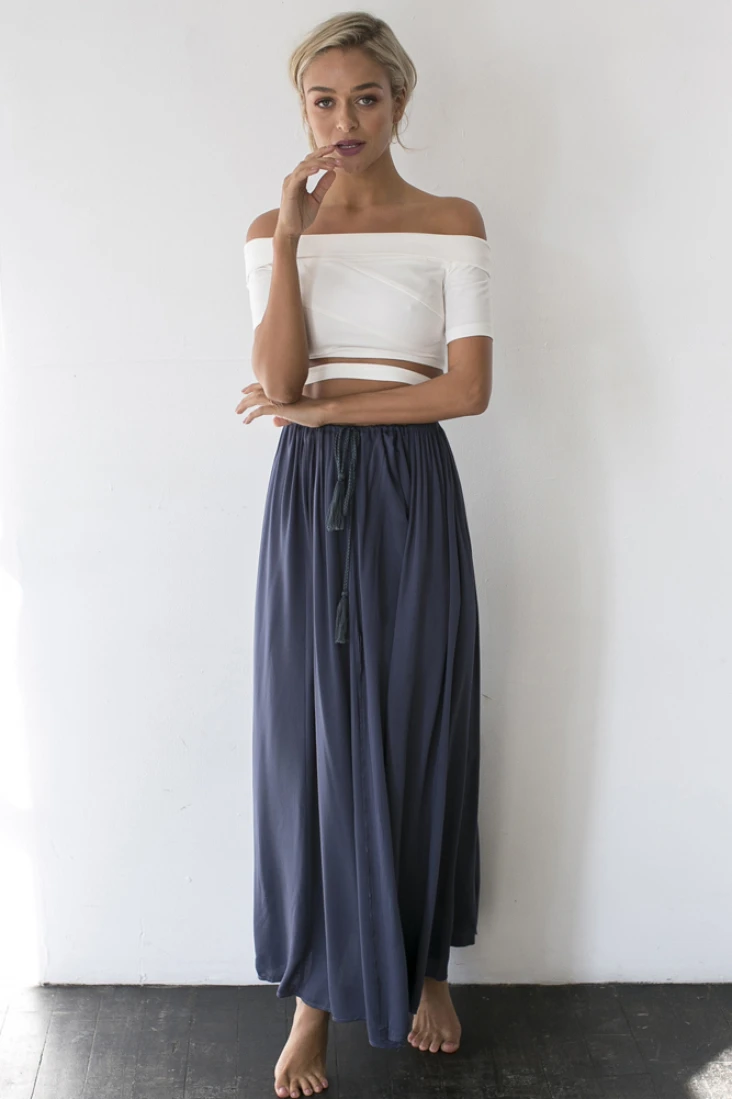 Женская Длинная трикотажная юбка BOHO однотонная длинная пляжная солнце на каждый