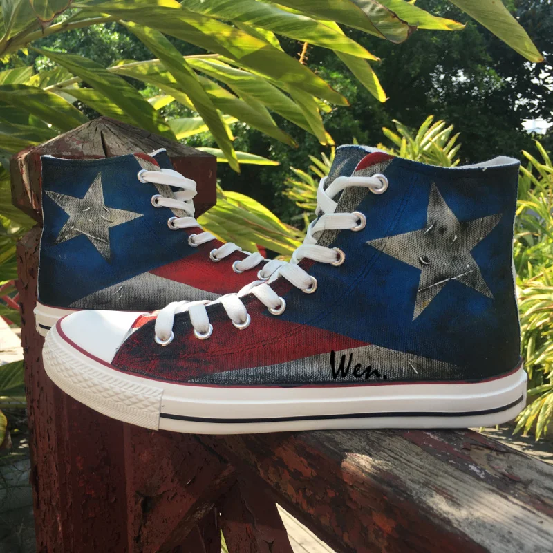 shoes custom china Shoes Men Painted High Custom Canvas Puerto Top Flag Rican shoes custom china Shoes Men Painted High Custom Canvas Puerto Top Flag Rican