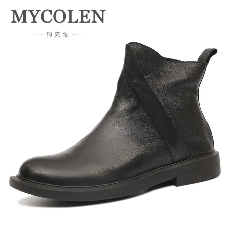

MYCOLEN New Men Comfortable Chelsea Boots Ankle Boots Men Leather Luxury Designers Slip Ons Motorcycle Boots Botas Masculino