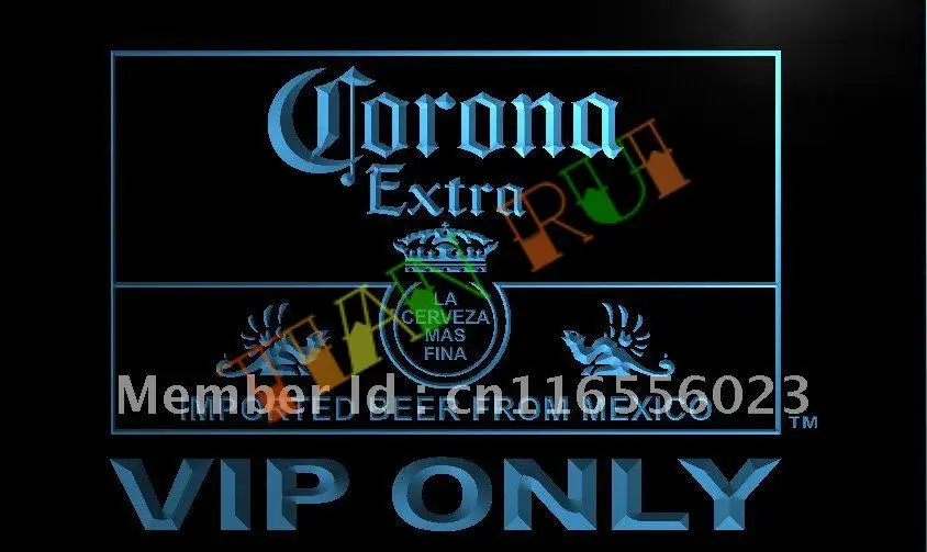 LA417 лампа &quotCorona&quot VIP Только пива светодиодный неоновый светильник знак|sign led|sign