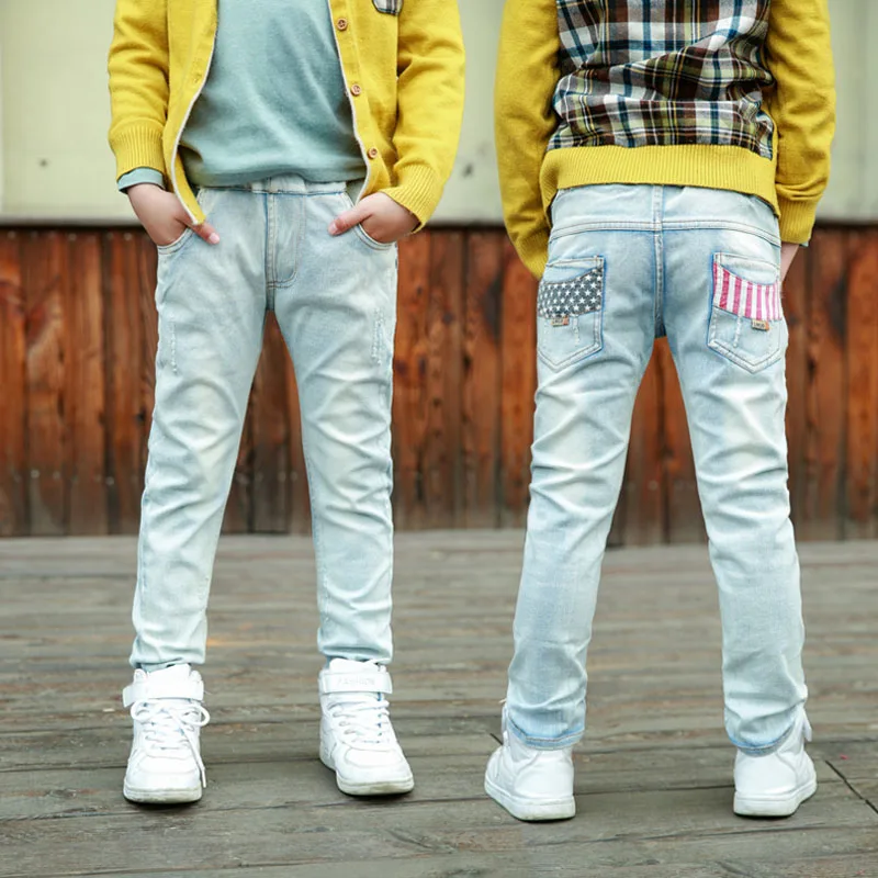  IENENS Fashion Boys Classic Slim Straight Jeans Young Children Denim Long Pants Kids Boy Casual Tro