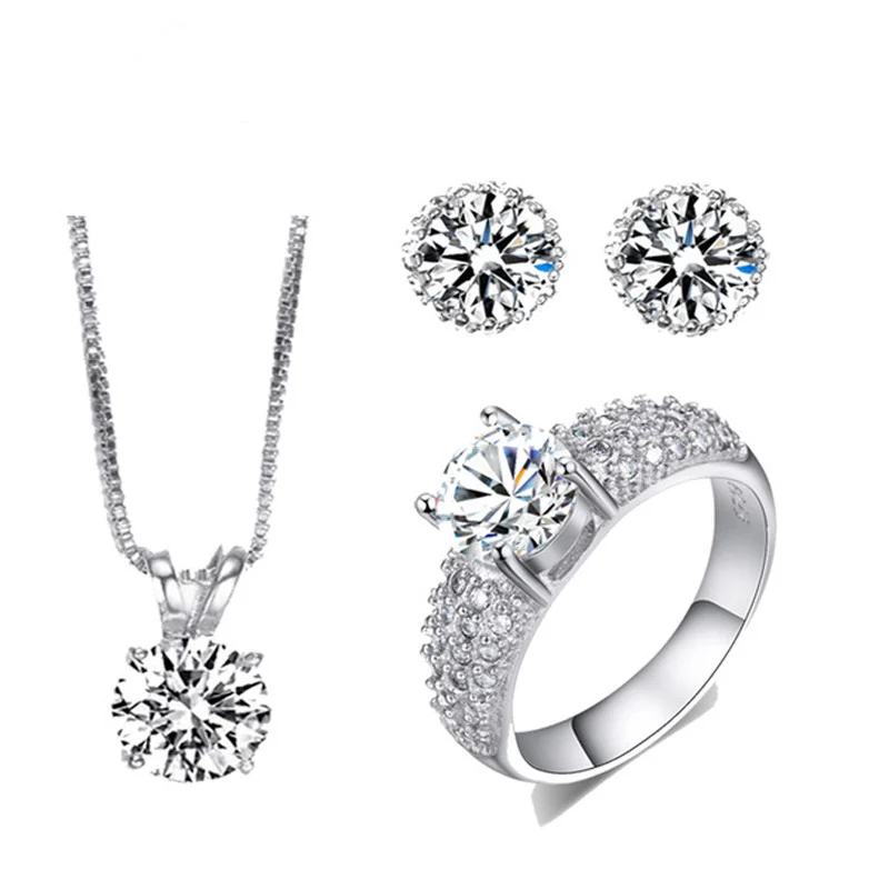 Vintage Bruiloft Sieraden Sets Verzilverd Aaa Cz Stone Vintage Bruiloft Sieraden Sets Verzilverd Aaa Cz Stone Engagement Ketting Oorbel Ring Femme Parure Bijoux Bt018 In