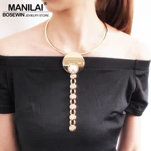 MANILAI, имитация жемчуга, ожерелье-чокер s для женщин, Панк Сплав, стразы, массивное ожерелье с подвеской, ювелирное изделие