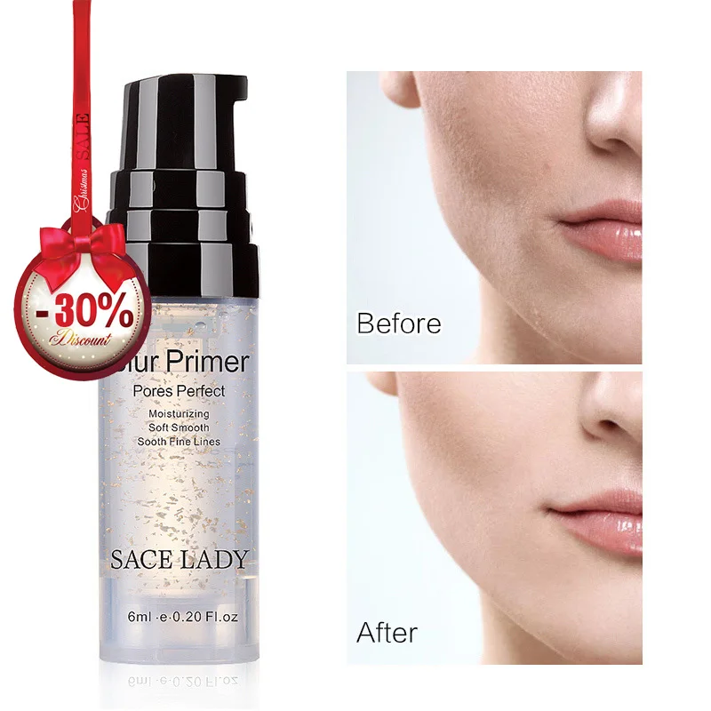 

2019 Direct Selling Pores Sace Lady Hot Style Gold Foil Zero Pore Makeup Moisturizing Smooth Fine Lines Before 6 Ml Gel
