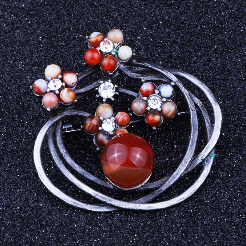 

FARLENA Vintage Imitation pearl and Natural Stone Sweater Brooches and Pins Elegant Women Prom Party Dress Brooch