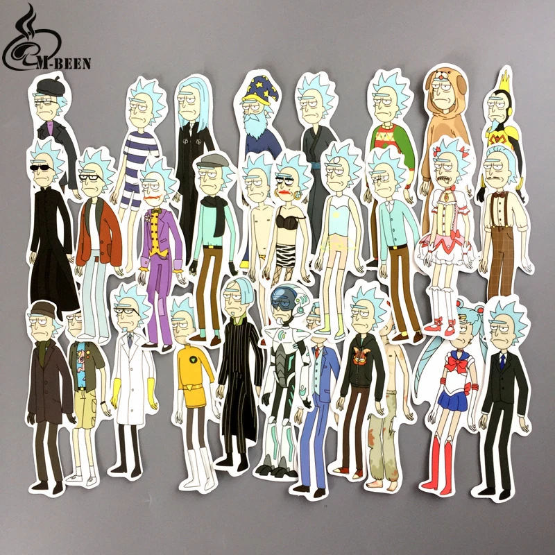 

NEW 50pcs/lot funny cosplay Rick and Morty Stickers for car skateboard motorcycle laptop notebook waterproof cartoon decals gift