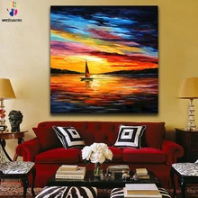 DIY раскраска картины по номерам с цветами парусник на море абстрактный пейзаж Картина Рисунок Живопись по номерам оформлена дома