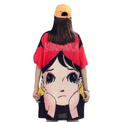 7 Манг S-XL 2018 уличной хип-хоп мультфильм печати Футболка Для женщин короткий рукав черная футболка вечерние Harajuku сладкий странные футболка