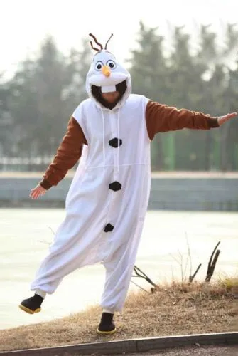 Anime Costume Pajamas Olaf Snowman Cosplay White jumpsuit