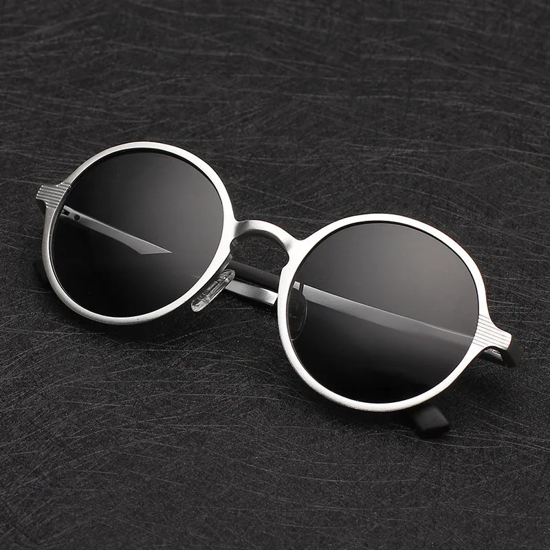 

2019 brand designer Aluminum magnesium Polarized sunglasses men Driving mirror Retro Round glasses male luxury sunglasses uv400