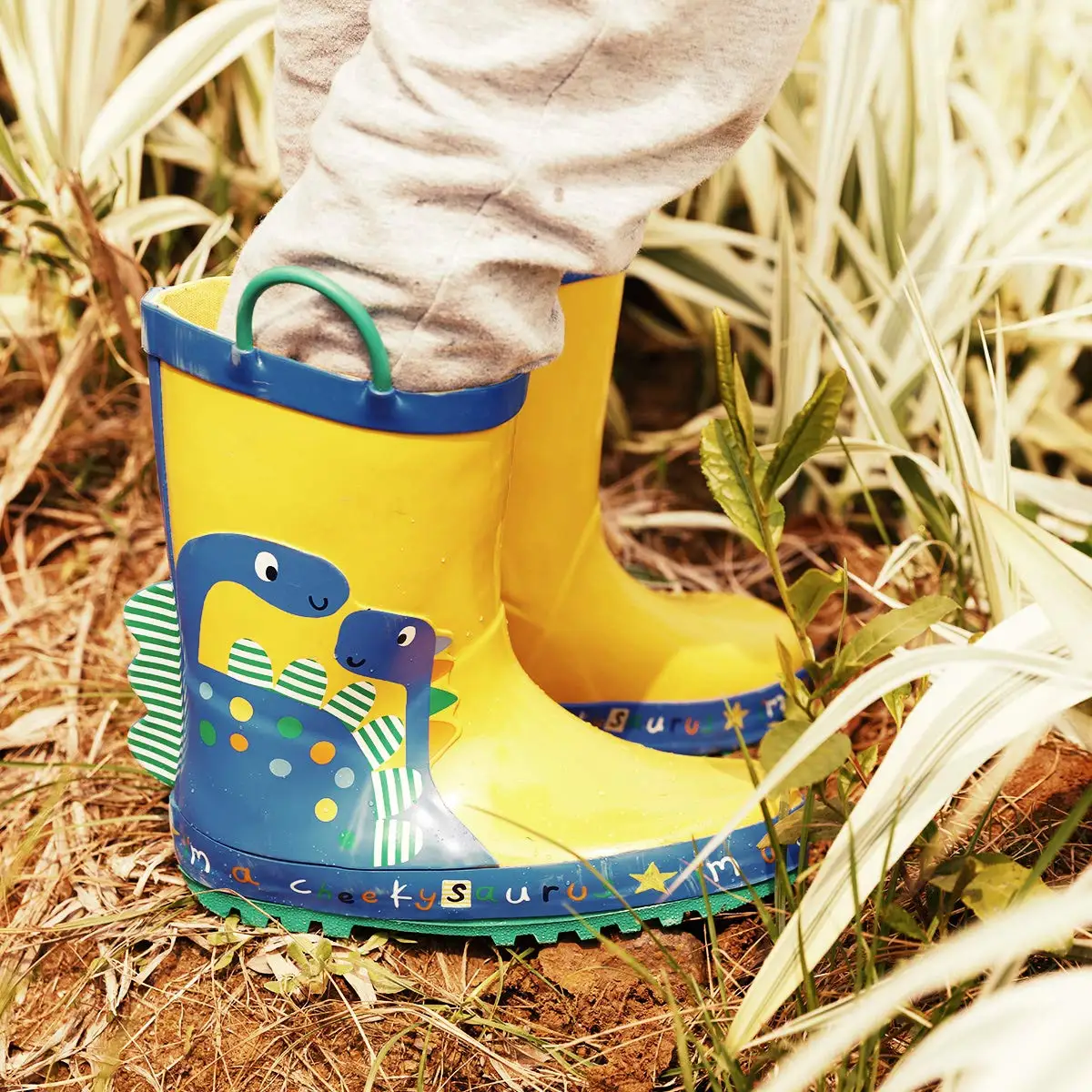 KushyShoo Rain Boots Kids Girl Boy Children's Rubber Boots 3D Dinosaur Baby Cartoon Children's Water Shoes Waterproof Rain Boots