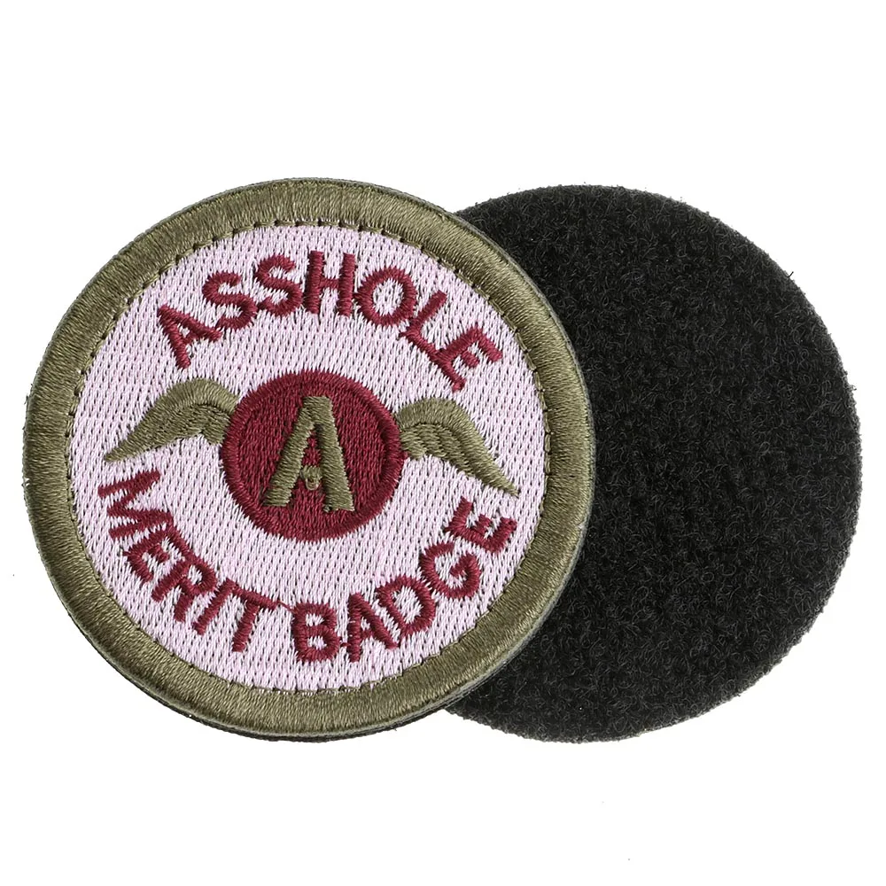 

6.2cm Embroidery Asshole Merit Applique Armband Badge With Hook And Loop