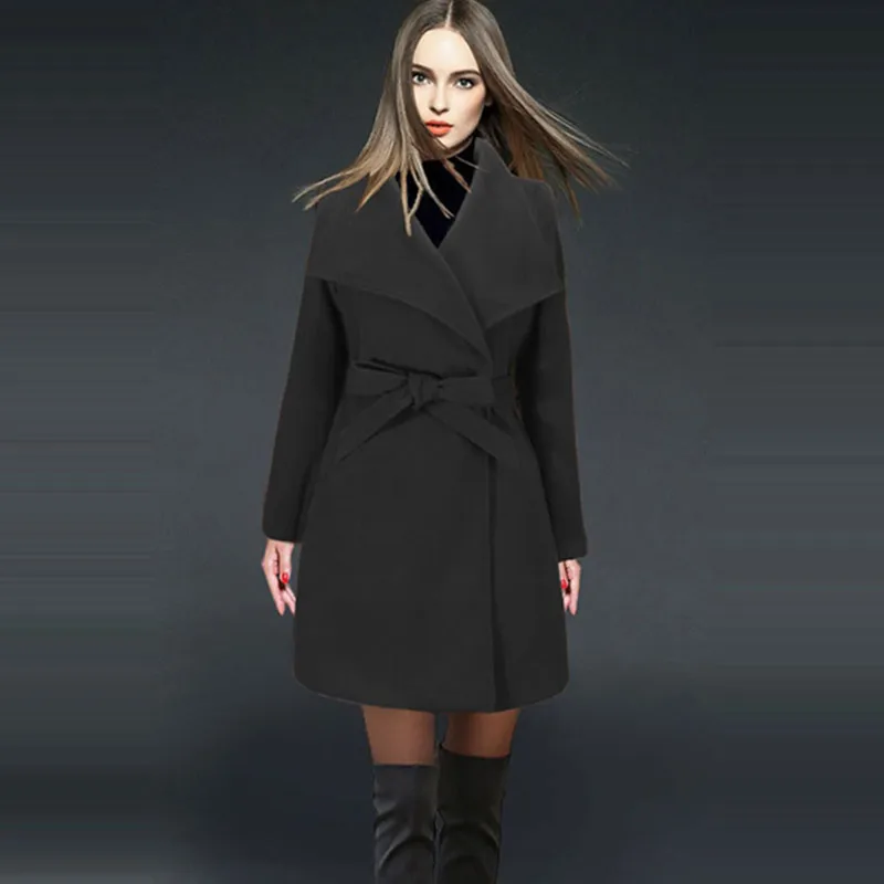 Black Survêtement Wool Pour green Automne Coat Sy1807 khaki Femmes Laine Blend Veste Pc Trench De 2017 Long Casual Dame 1 Vêtements Lâche Nouveau Hiver ZgRq7wxH