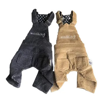 

Corduroy Dog Clothes Dog Cat Straps Jumpsuit Romper For Small Dogs Pug Chihuahua 4 Feet-Legs Vest Coat Overalls Pets Clothing XL