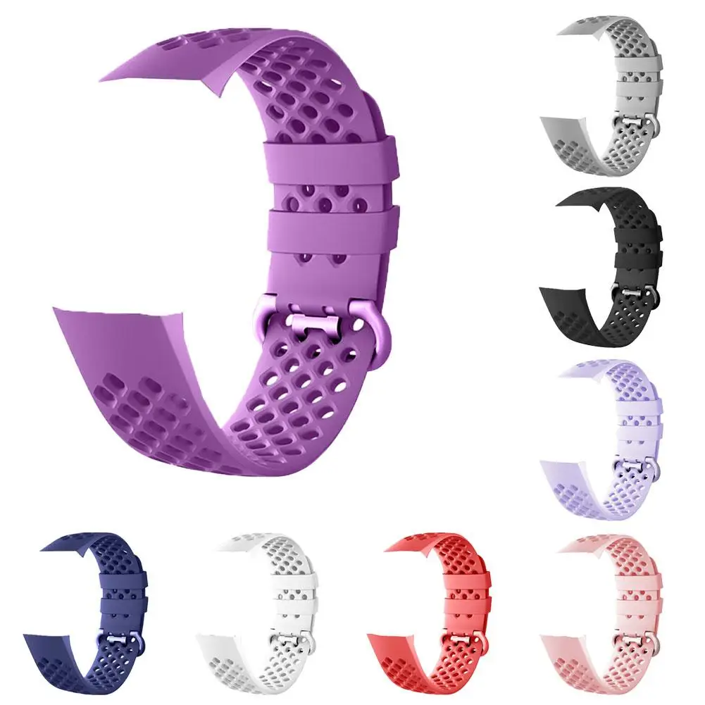 

NICE Round Holes Replacement Breathable Silicone Watch Band Strap for Fitbit Charge 3