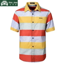 NIANJEEP/ хлопковые полосатые летние рубашки для мужчин с коротким рукавом, Свободные Повседневные Дышащие мужские рубашки, большие размеры 4XL Camisa Masculina