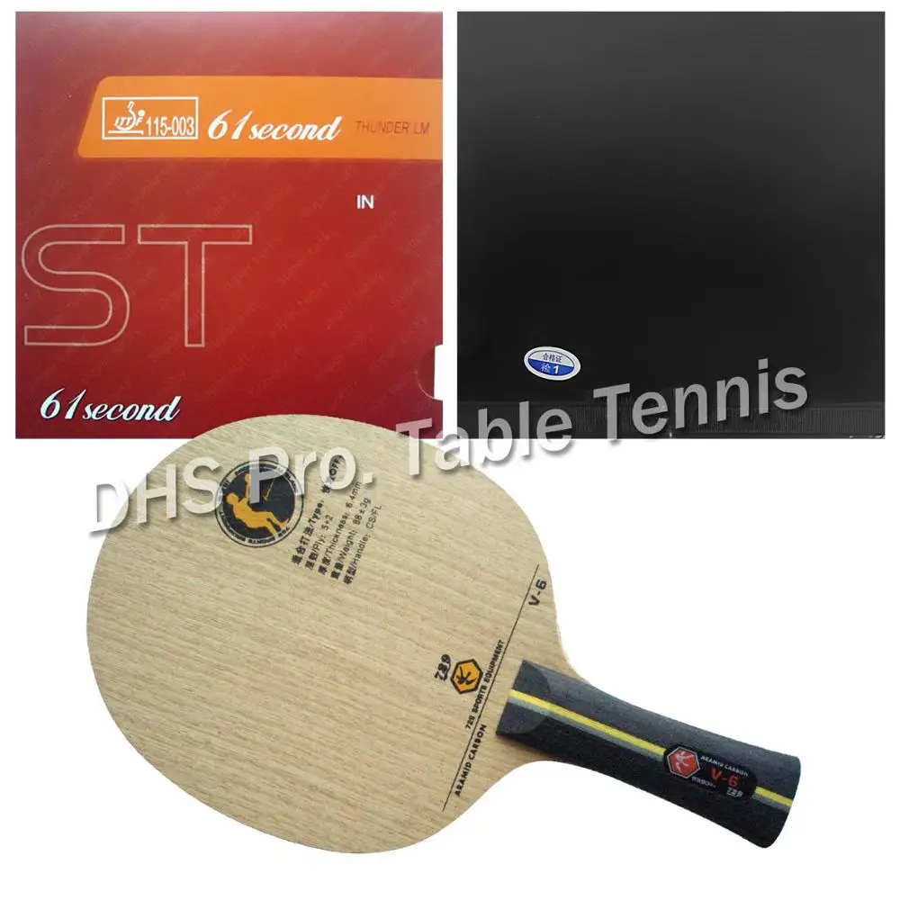 

Pro Table Tennis Combo Paddle Racket RITC729 V-6 with Super FX and 61second LM ST Long Shakehand FL