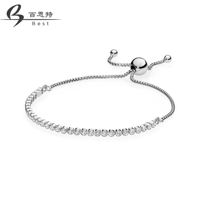 

BEST 100% 925 Sterling silver 1:1 Original Authentic Sparkling Strand in Gift Box 590524CZ Charm Basic Bracelet