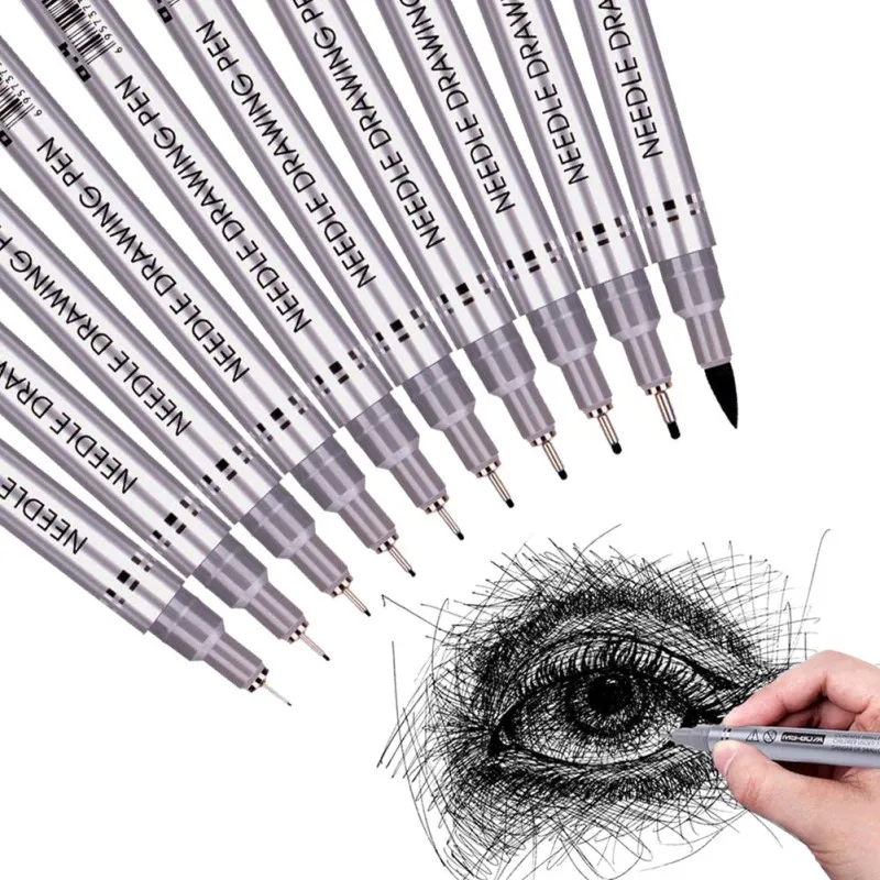 

Black Pigment Ink Micro Pens Waterproof Drawing Pen for Artist Sketching Illustration Comic Manga Writing Assorted Tips New