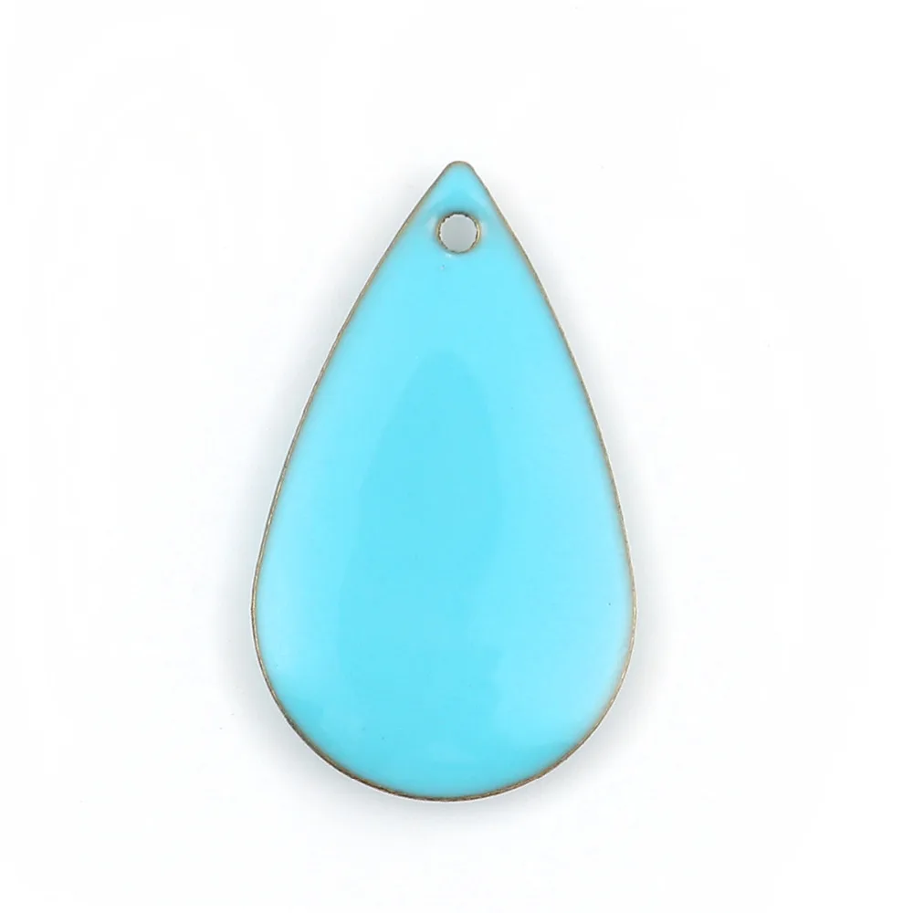 

Doreen Box Copper Charms Drop Gold Color Blue Enamel DIY Jewelry Components For Party Gifts 21mm( 7/8") x 13mm( 4/8"), 10 PCs