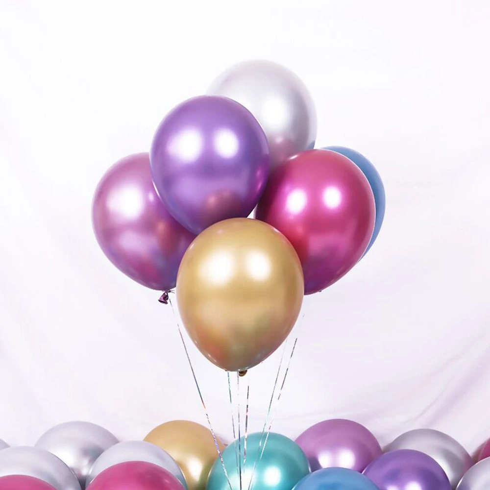 10pcs 12inch New Chrome Metallic Latex Balloons Thick Metallic Globos Inflatable Helium Balloon Birthday Party Decoration Ballon