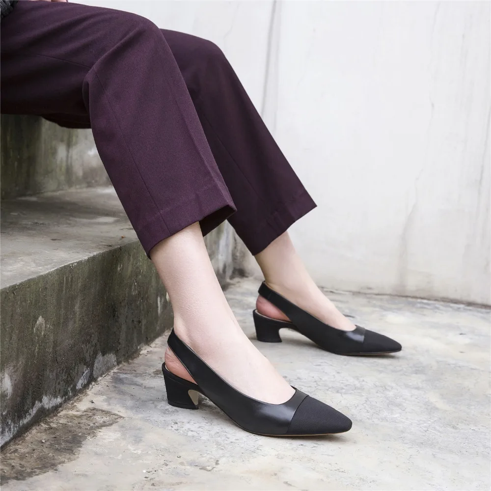 Женские туфли-лодочки без шнуровки из натуральной кожи с ремешком на пятке новые весенние элегантные женские туфли на высоком каблуке с