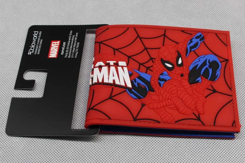 

New Superhero SpiderMan Bifold Wallet Cartoon PVC Short Purse Card Photo Holder Wallets 4.5*3.6 inch
